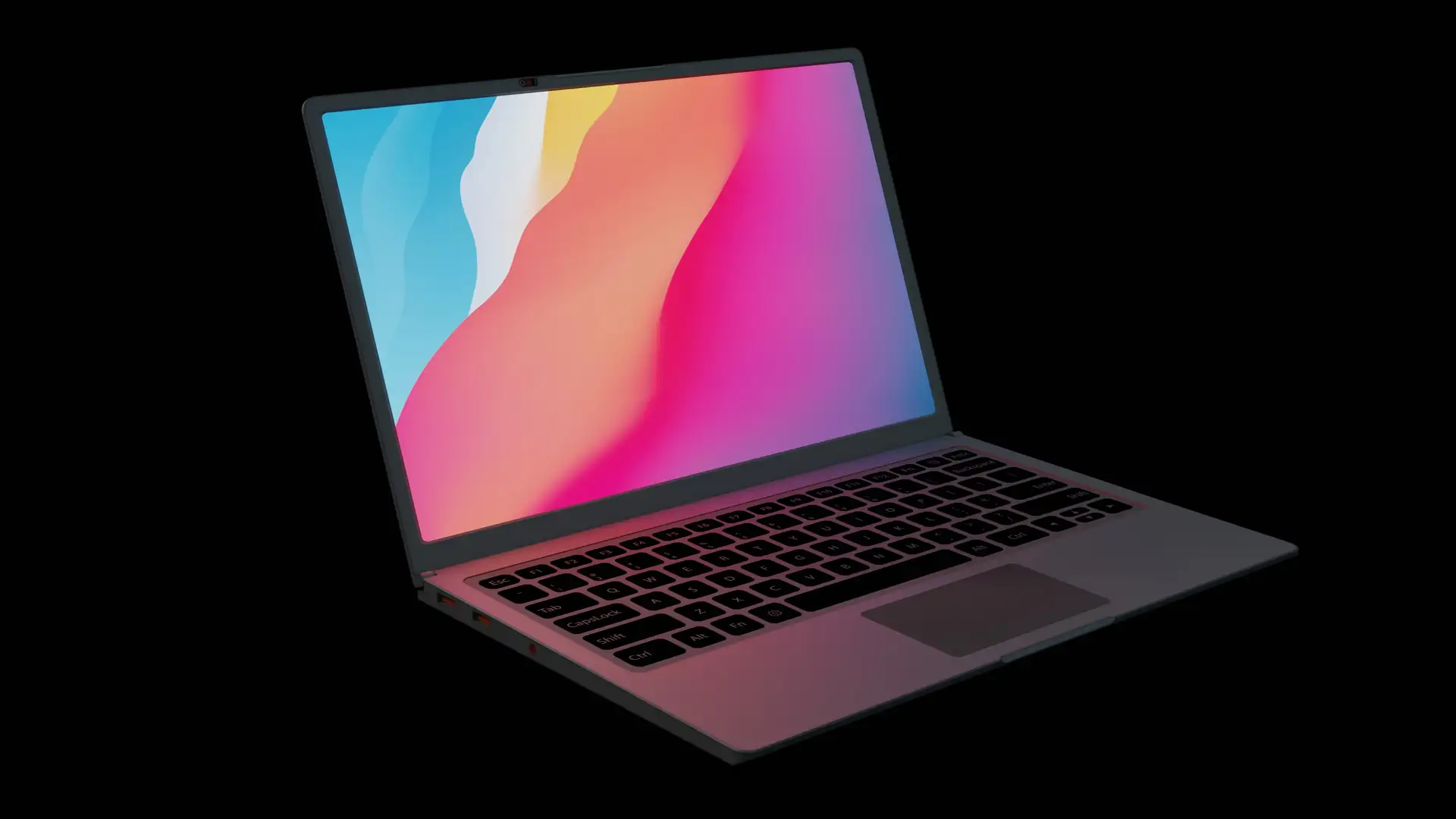 Game ready laptop model Aluminium only - top view
