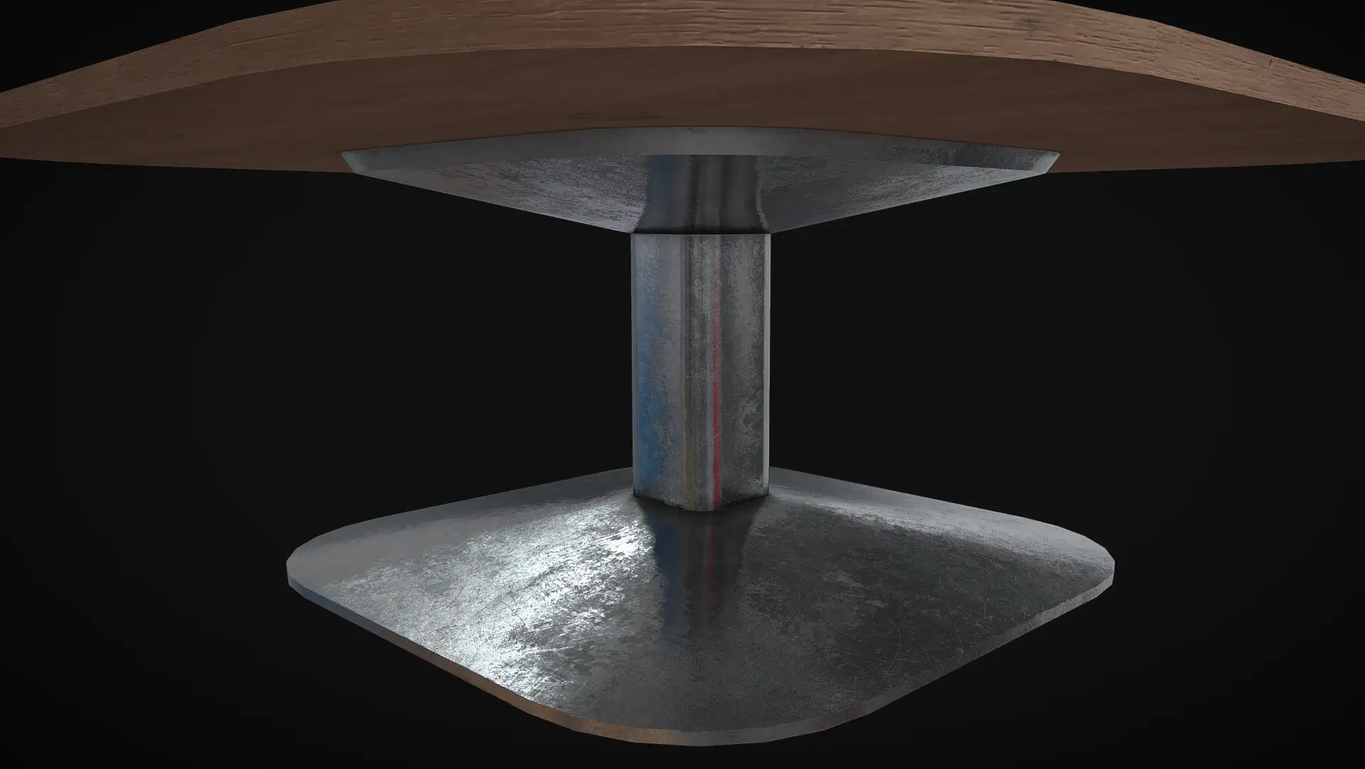 Modern minimalist pedestal coffee table front-center view
