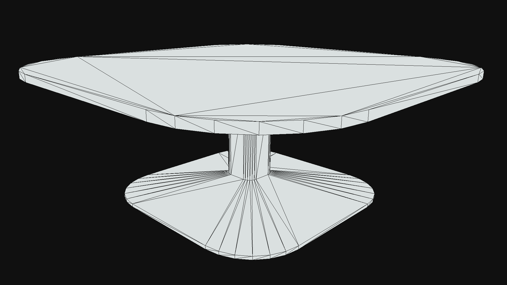 Modern minimalist pedestal coffee table top wireframe view