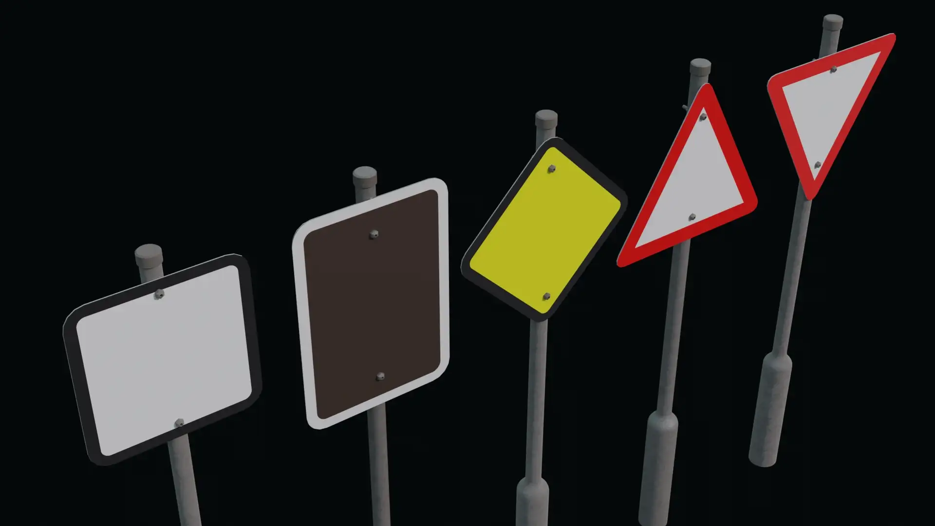 pack of 5 Roadside billboard Game Ready Free low-poly 3D model front view