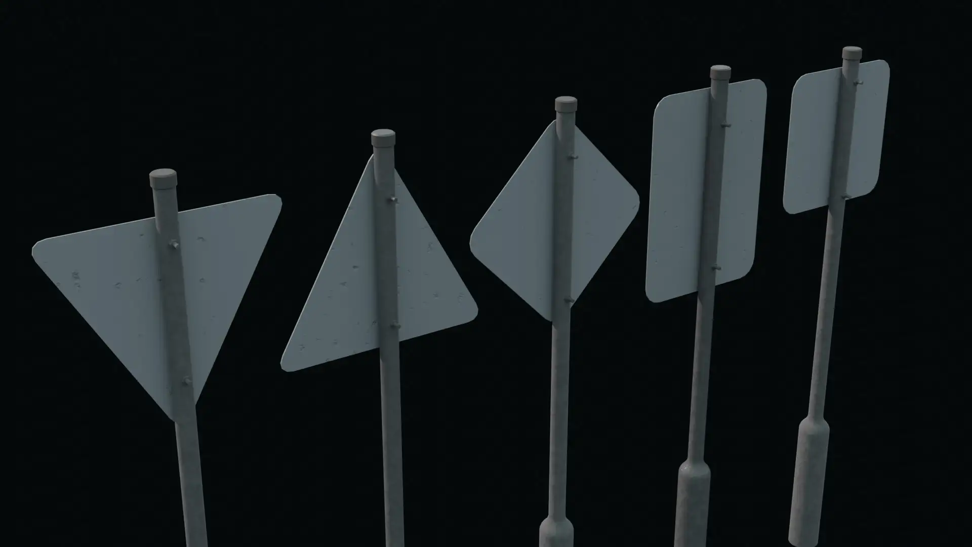 pack of 5 Roadside billboard Game Ready Free low-poly 3D model back view