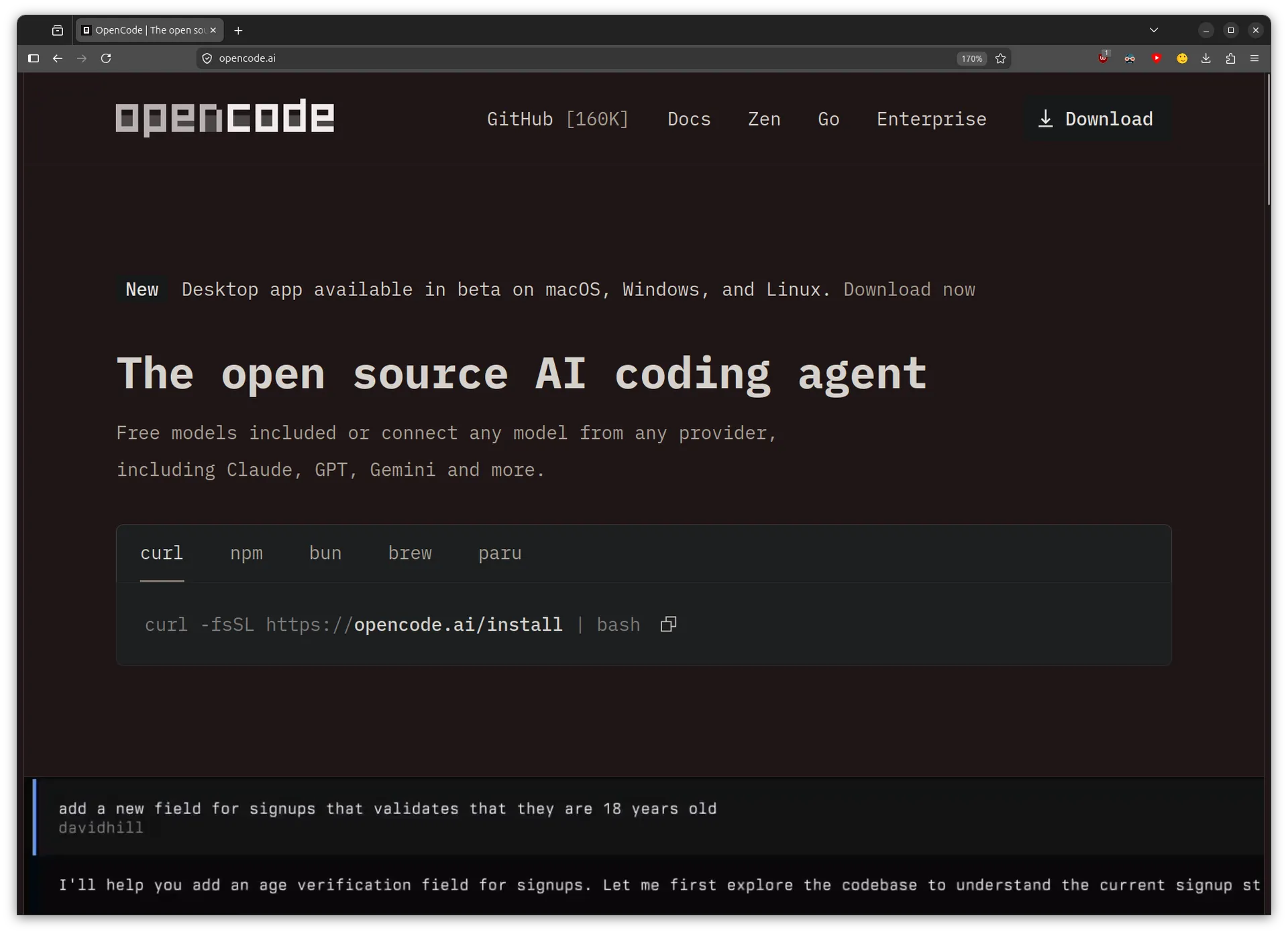 OpenCode Homepage